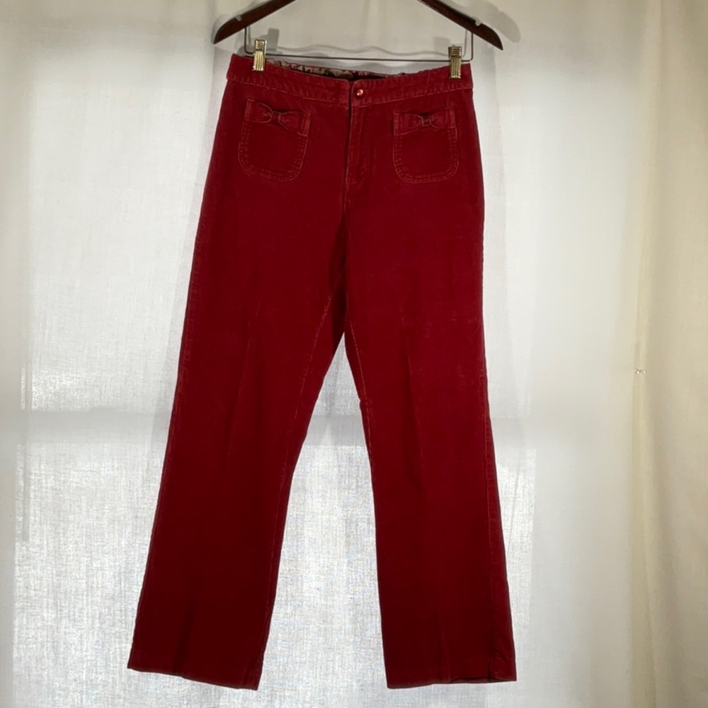 Erika Corduroy Jeans with Bow Detail-Size 10P-Rusty Red